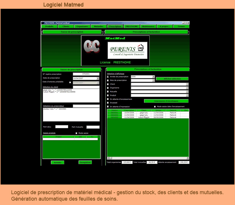 Logiciel de suivi des prescription de matriel mdical