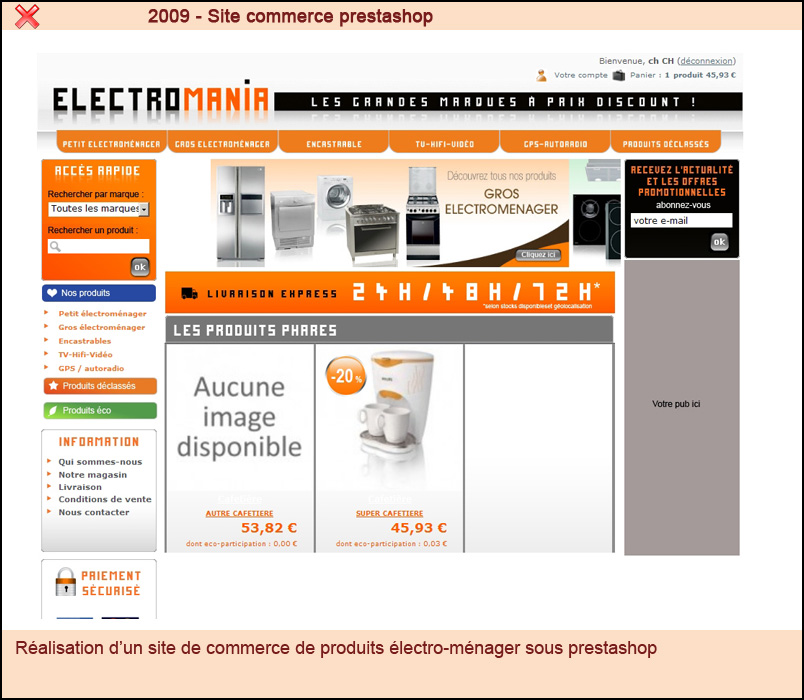 Site commerce électro-menager (prestashop)